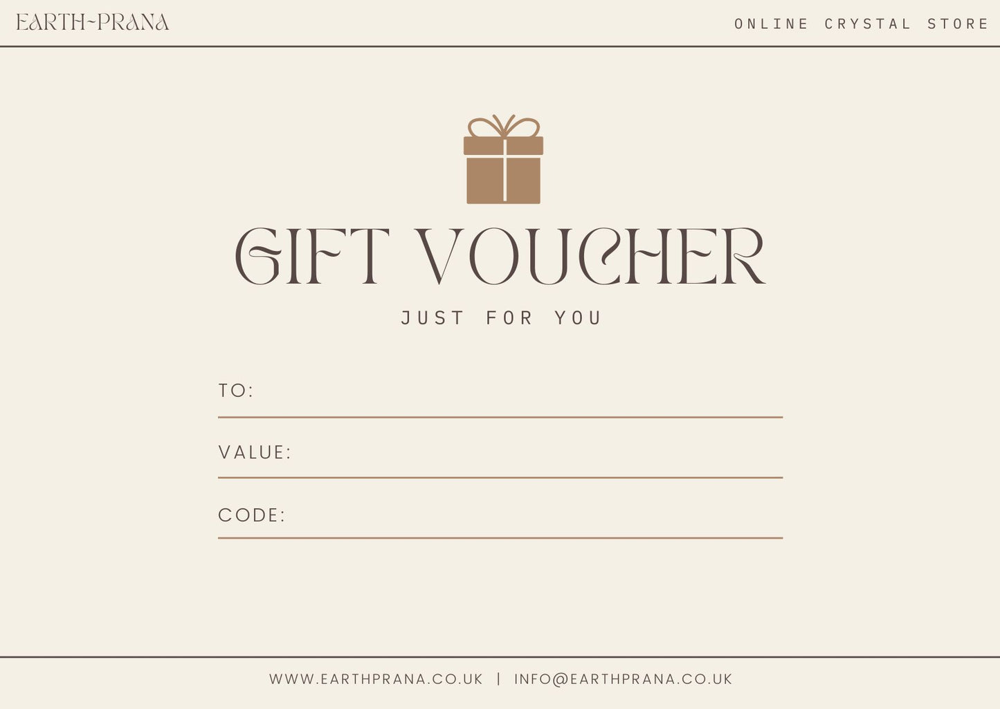 EARTH PRANA ~ GIFT CARD