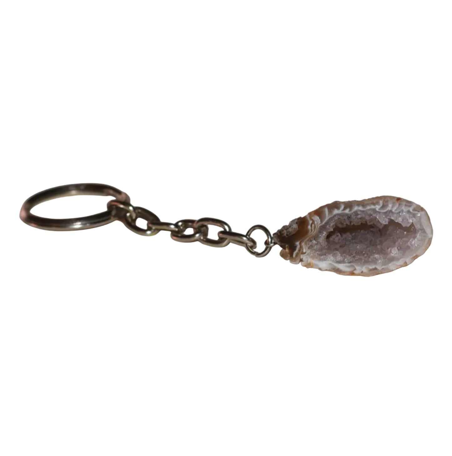 Natural Agate Geode Keyring