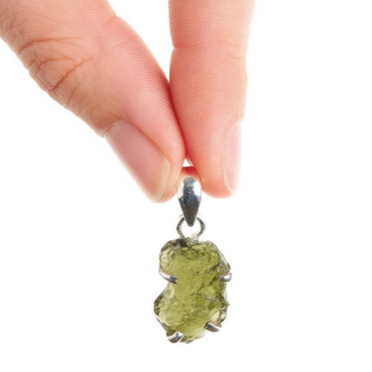 Moldavite Chlum, Claw Set, Sterling Silver Pendant, 3.5gr (pre-order)