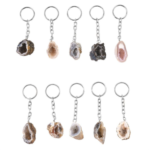 Natural Agate Geode Keyring